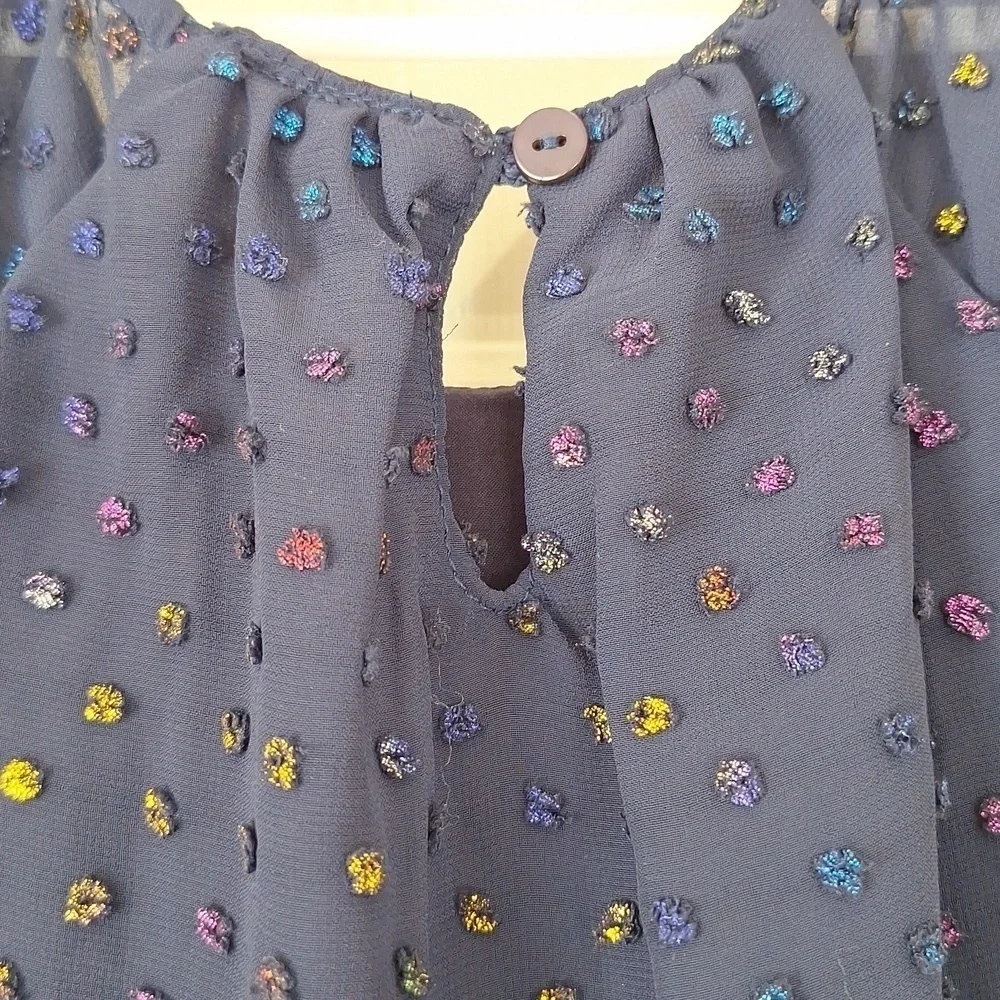 NWOT 3Pommes Girls Navy Robe A Manches Short Sleeve Dress